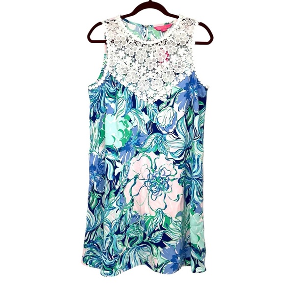 Lilly Pulitzer NWT Nala Soft Shift Dress Party Thyme Blue Floral Women’s 10 - Picture 4 of 12
